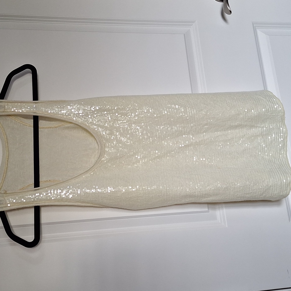 [M]Linen blend made in Italy racer tank with sequins details